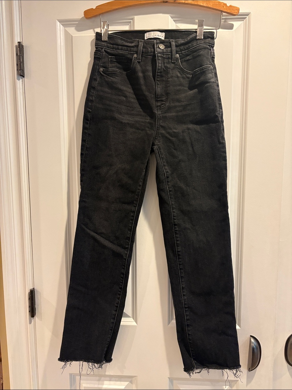 LOFT Black Washed Straight Jeans